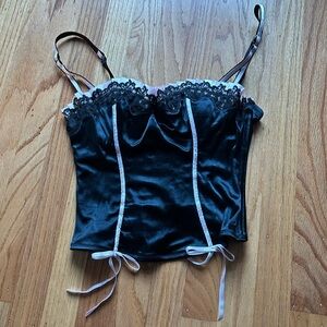 Vintage Victoria’s Secret black satin corset-style push up bra top